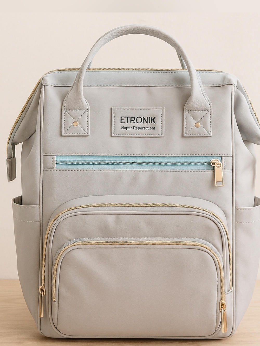 Etronik Light Blue Gray Laptop Backpack Women